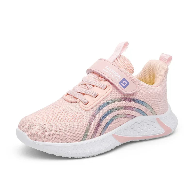 Cute Girls Casual Shoes White Mesh Sneakers Student Kids Summer Sock Footwear Fashion Children Sport Shoes Tenis Running Autumn