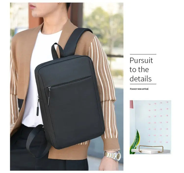 Minimalist Commuter Laptop Backpack - Solid Colour Large Capacity Business Bag