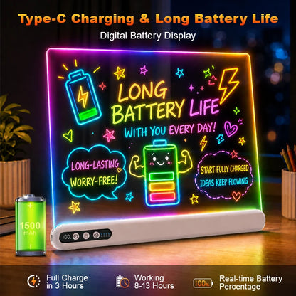 LED Light-Up Drawing Board – Rechargeable, with Timer & 7 Markers