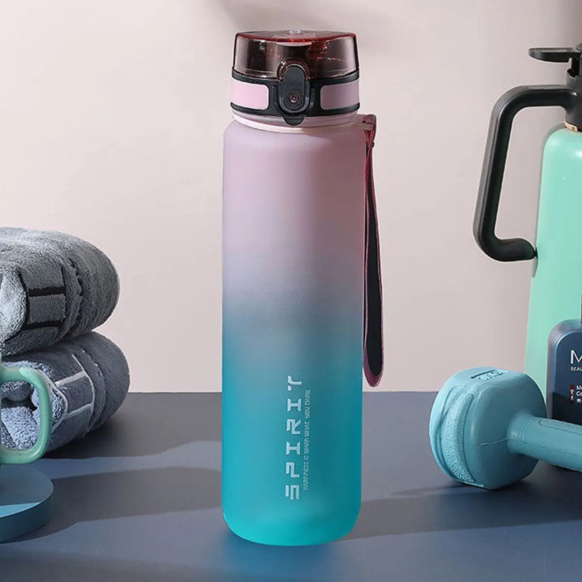 Gradient Water Bottle – BPA-Free, Large Capacity, Leak-Proof (600ml / 750ml / 1000ml)