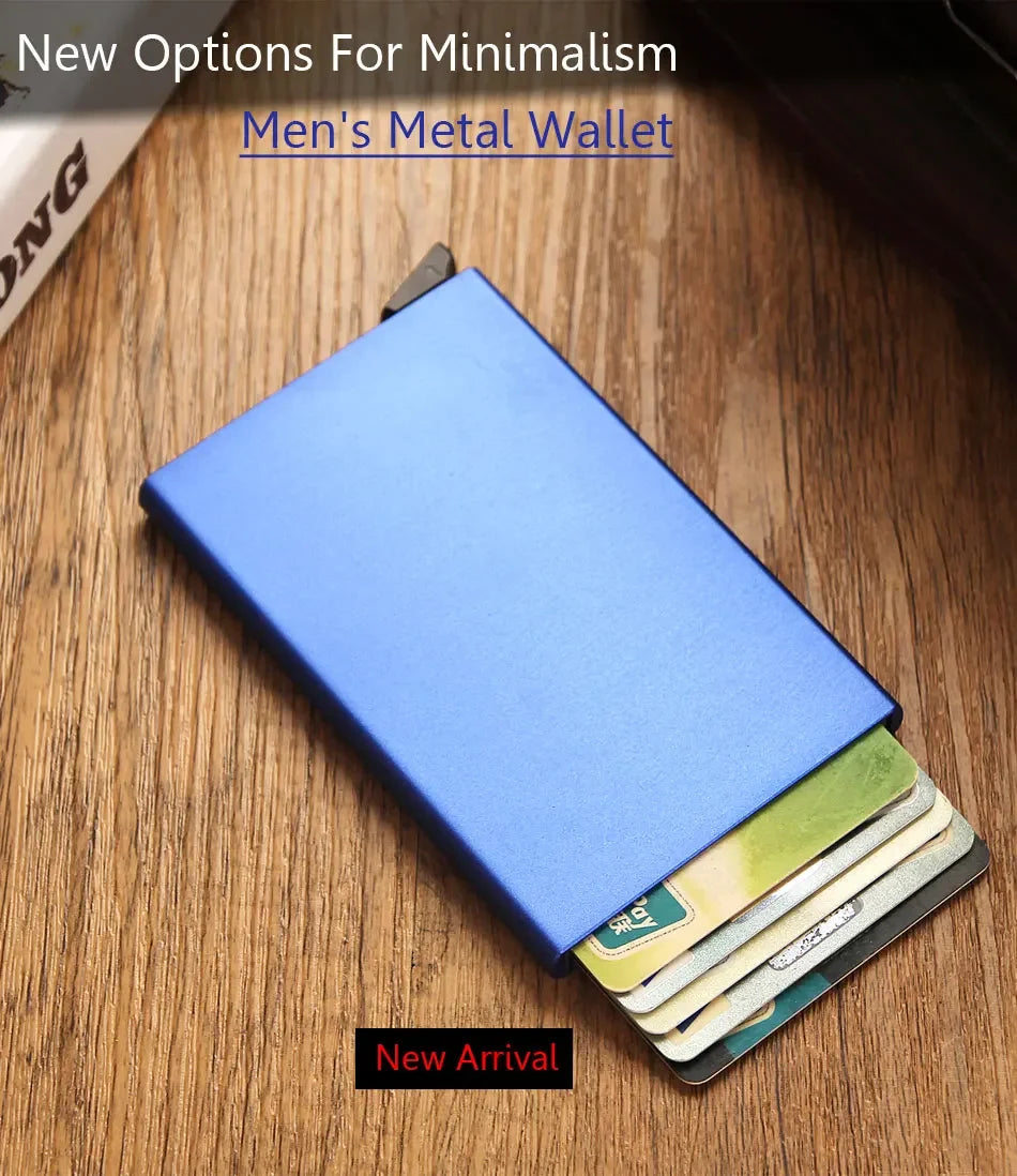 Slim Metal RFID Card Holder – Pop-Up Minimalist Wallet for Men & Women