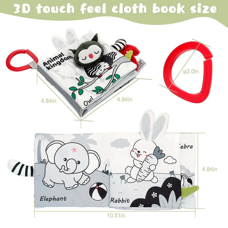 Baby Soft Cloth Book – Crinkle Sensory Book for 0–12 Months