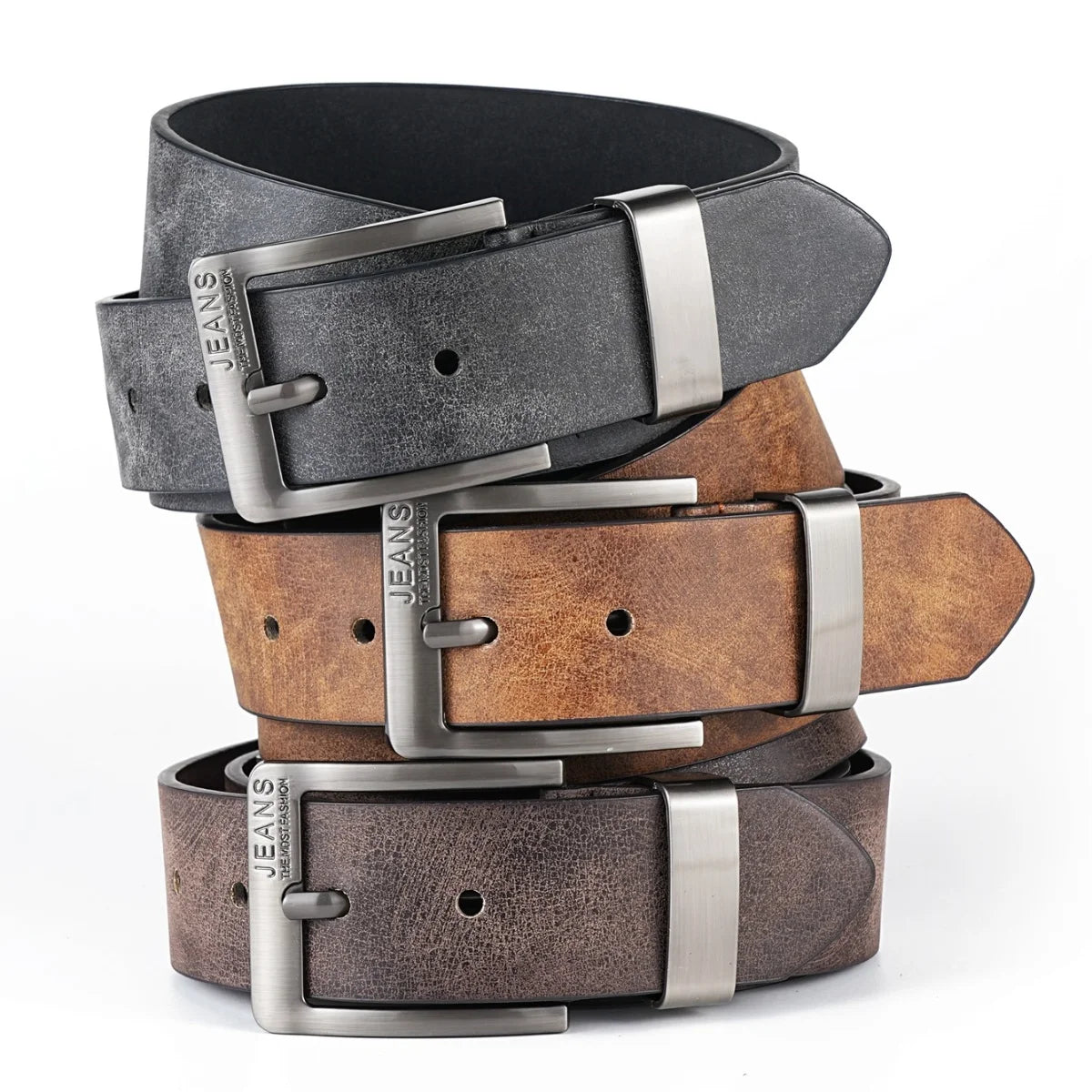 Western Retro Belt – Faux Leather with Metal Buckle, Unisex