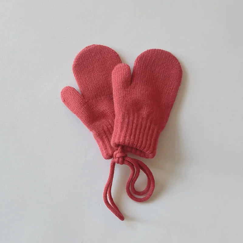 Baby Knit Mittens with String – Wool-Blend Toddler Mittens (Ages 1–4)