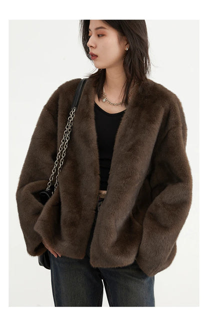 CHIC VEN Damen-Jacke mit lockerem V-Ausschnitt