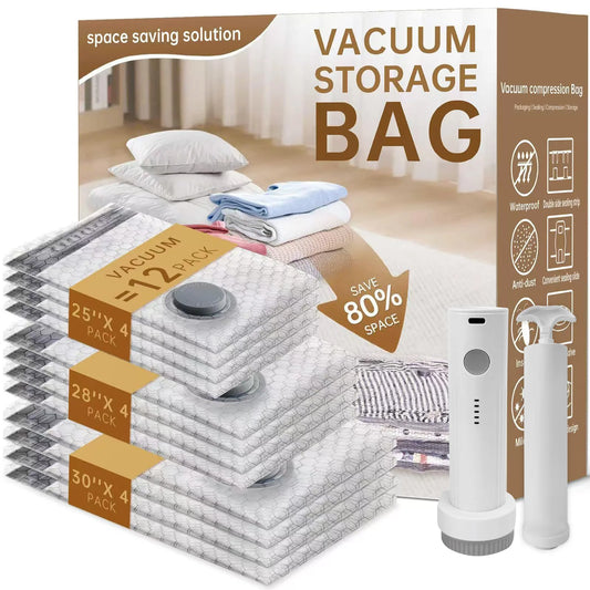 Vacuum Compression Storage Bags with Hand Pump | Space Saver Bags for Clothes, Quilts & Suitcases