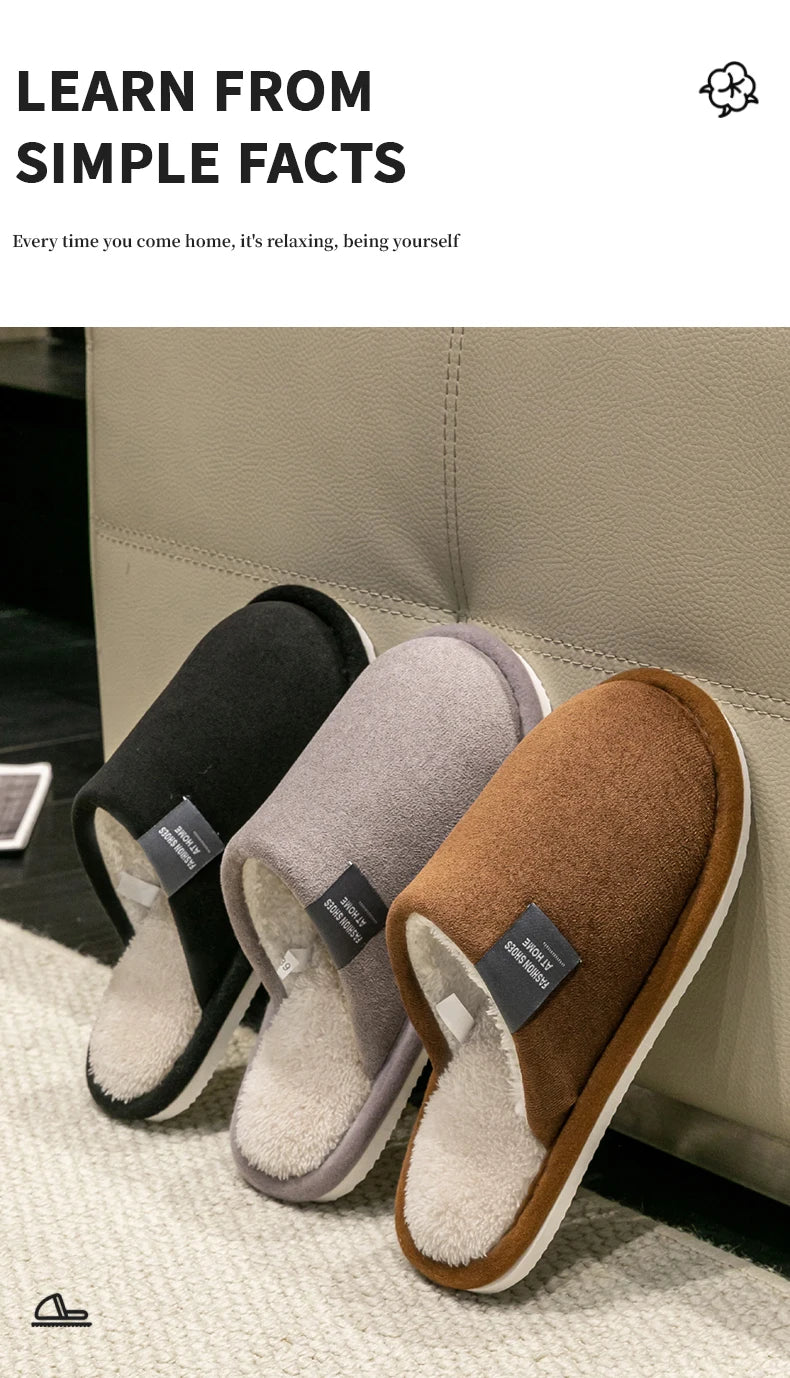 Men's Plush Winter Slippers – Warm Non-Slip House Shoes