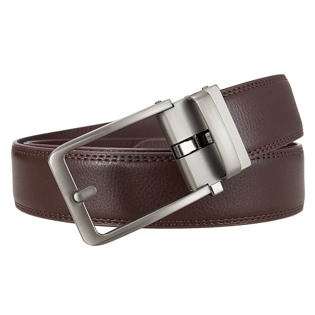 Men's Leather Click Belt – Automatic Buckle, Sizes up to 170 cm
