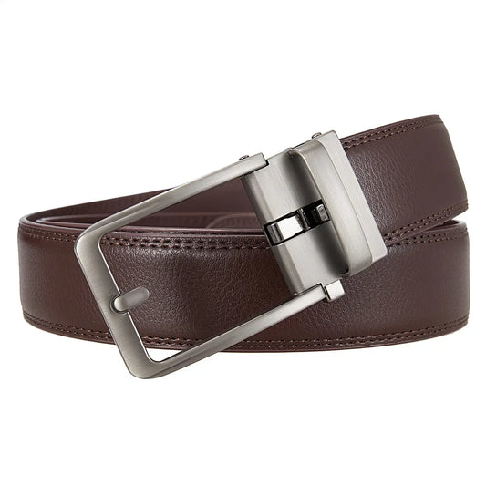 Men's Leather Click Belt – Automatic Buckle, Sizes up to 170 cm