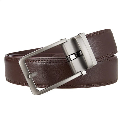 Cinturón de cuero para hombre con cierre a presión – Hebilla automática, tallas hasta 170 cm