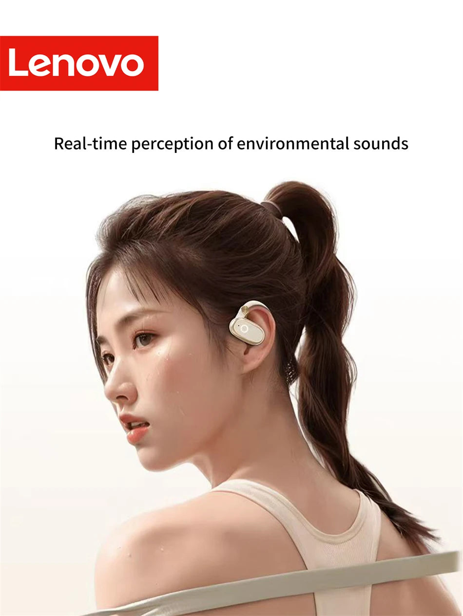 Lenovo EA366 Open-Ear Wireless Earbuds – Ear-Hook Bluetooth Headphones with Charging Case