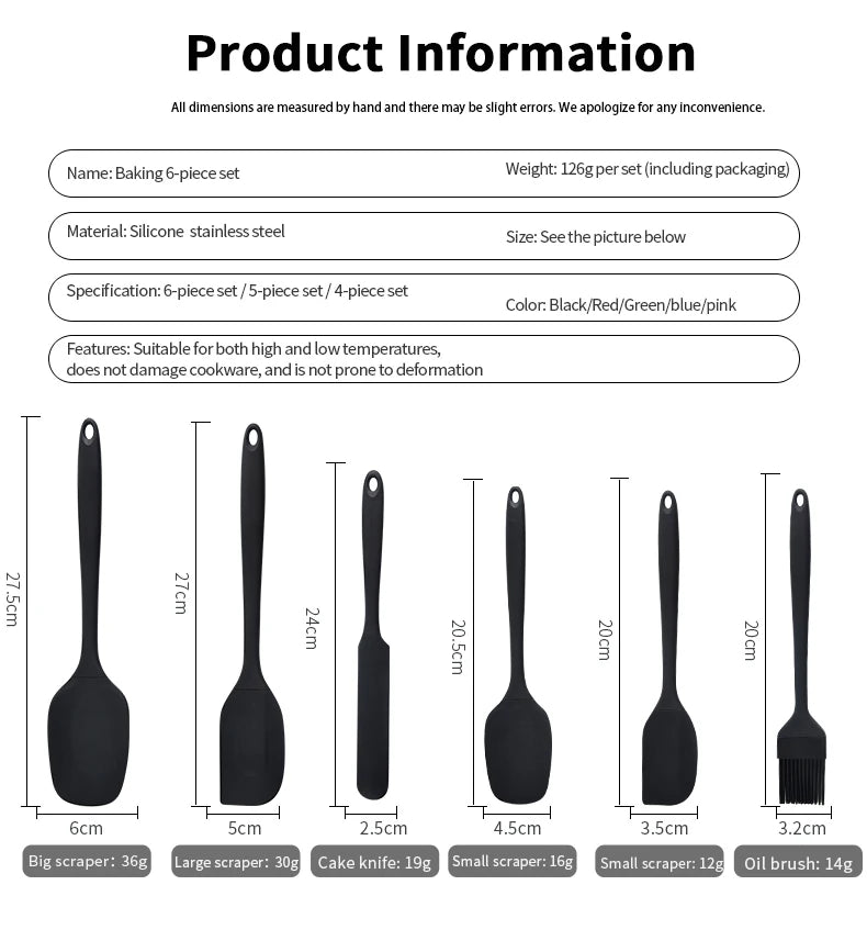 Silicone Kitchen Utensil Set – 6-Piece Spatula & Baking Tools