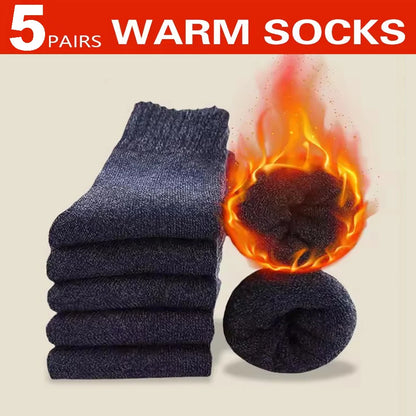 Men's Thick Winter Socks – Warm Terry-Lined Crew Socks, 3 or 5 Pairs