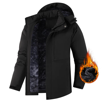 Lzlltt Herren-Winterjacke mit Kapuze und Taschen