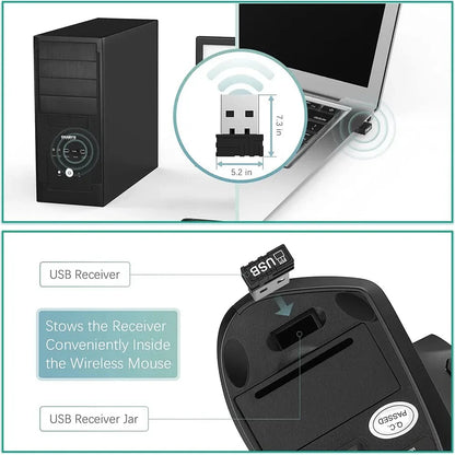 Vertical Ergonomic Wireless Mouse – 2.4 GHz, Adjustable DPI
