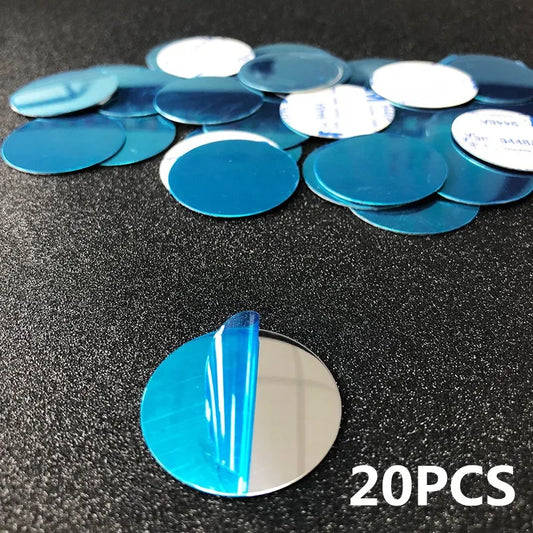 Blue and silver round mirror confetti on a black surface with '20PCS' text.