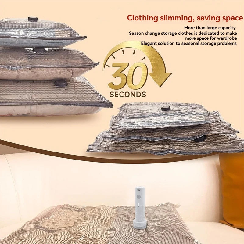 Vacuum Compression Bags with Rechargeable Electric Pump | 9-Pack Travel Space Saver Bags for Luggage & Suitcases
