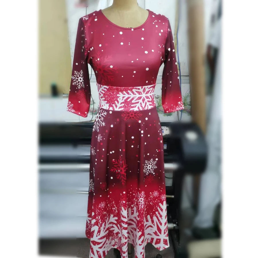 Women's Printed Half-Sleeve A-Line Mini Dress