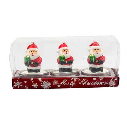 Weihnachtsfiguren-Kerzen 3er-Pack | Weihnachtsmann, Schneemann & festliche Motive | 6 Farben | Weihnachts- & Hochzeitsdekoration