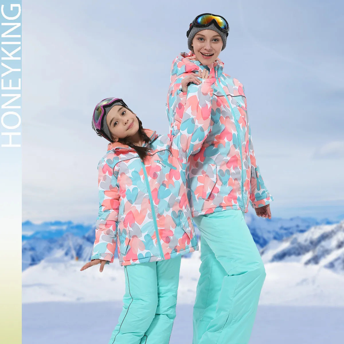 Girls Ski Suits Set Snowboard Coat Pant Waterproof Windproof Warm Children Outdoor Sportwear Young Teen Snowboard Skiing Suit