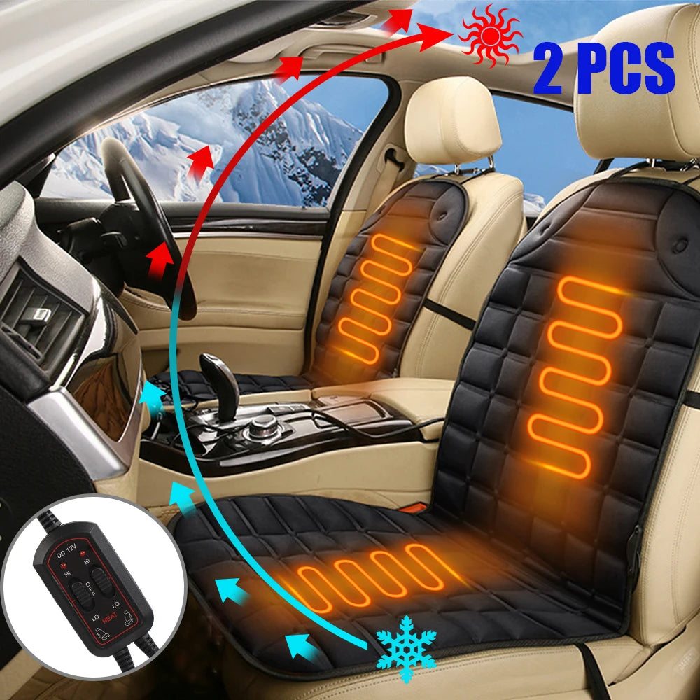 Heated Car Seat Cushion – 12V Universal Seat Warmer with 2 Heat Settings