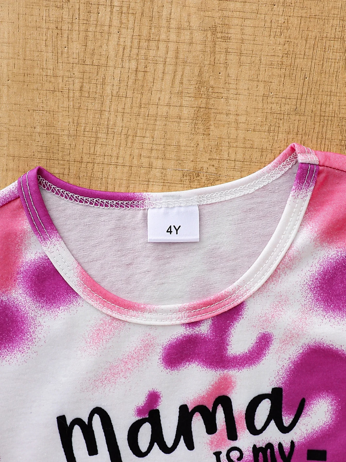 Girls' Tie-Dye Two-Piece Set - "Mama Is My Bestie" Long Sleeve Top & Pants, 2-7Y