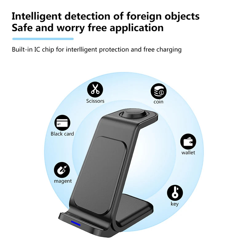 30W 3-in-1 Desktop Wireless Charging Station