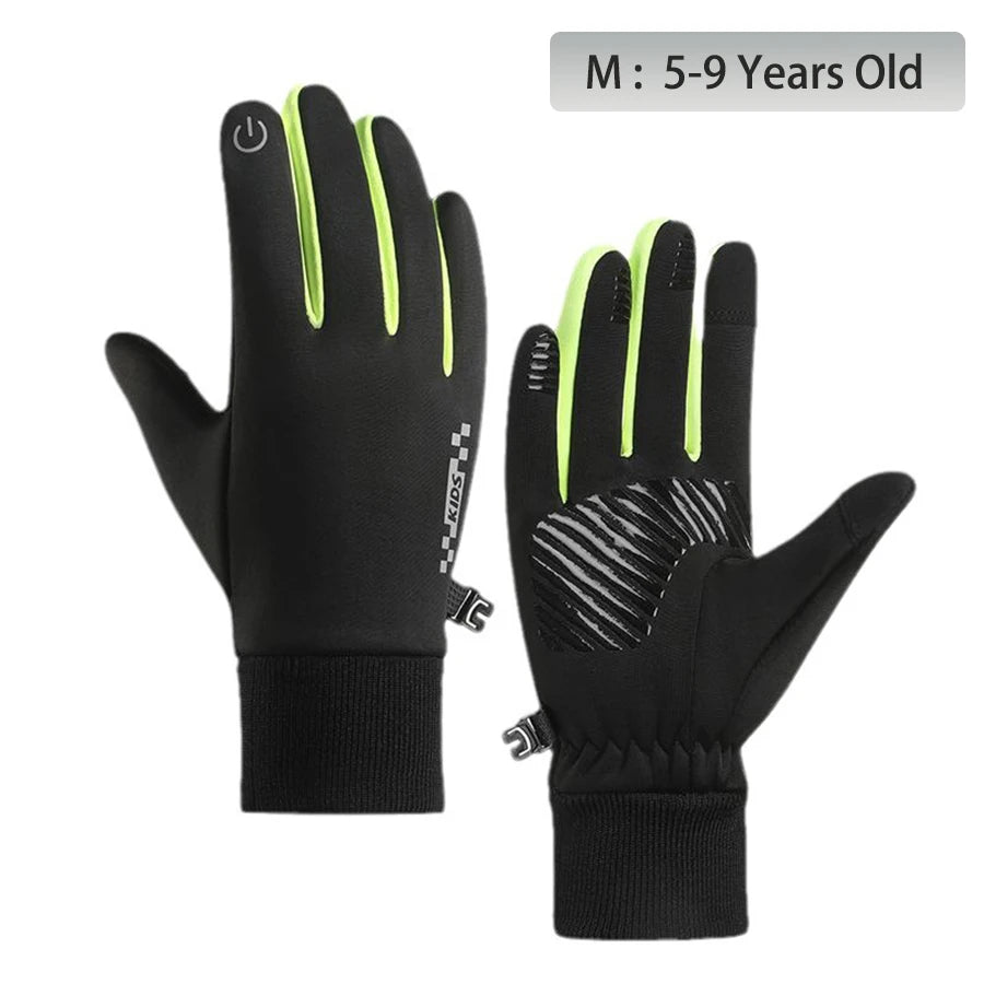 Kids' Fleece-Lined Touchscreen Winter Gloves – Non-Slip (Ages 5–14)