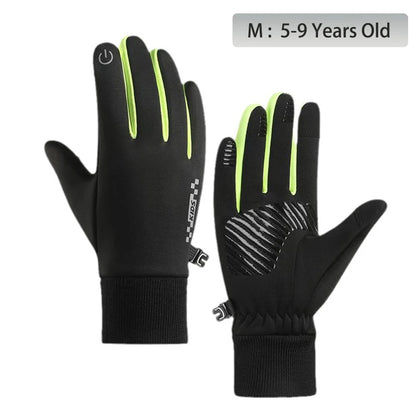 Fleecegefütterte Winter-Touchscreen-Handschuhe für Kinder – Rutschfest (Alter 5–14)
