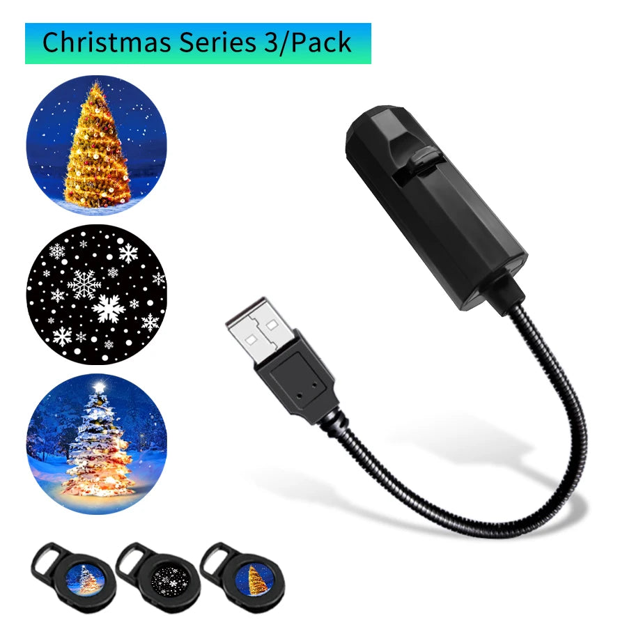 USB Projector Night Light – Christmas, Halloween & Planet Film Discs
