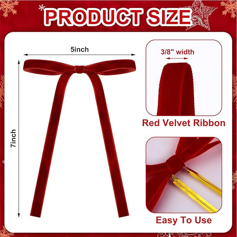 Velvet Christmas Tree Bows – 18 cm Vintage Ribbon Bows (10 or 20 Pack)