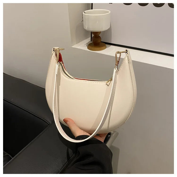 Women's Crescent Moon Shoulder Bag – Soft Vegan Leather Handbag