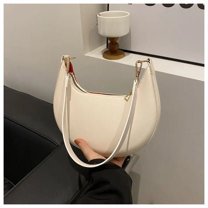 Women's Crescent Moon Shoulder Bag – Soft Vegan Leather Handbag