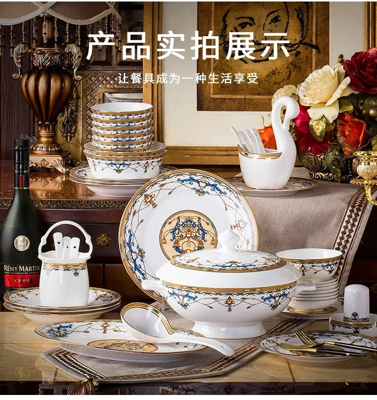 Floral Bone China Dinnerware Set, 56 or 60 Pieces