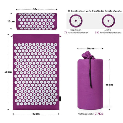 Acupressure Mat & Pillow Set – Back, Neck & Foot Massage Mat