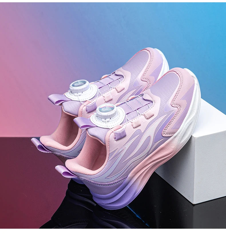 Girls' Buckle-Strap PU Sneakers