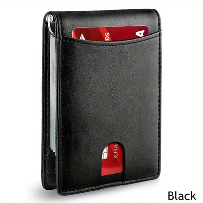 Men's Slim Bifold Wallet with Money Clip – RFID-Blocking