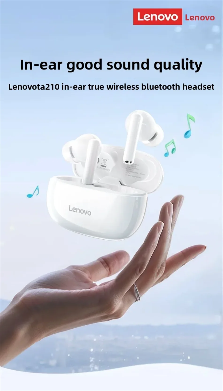 Lenovo TA210 Wireless Over-Ear Headphones – Bluetooth 5.3, Built-In Mic, Noise Isolating