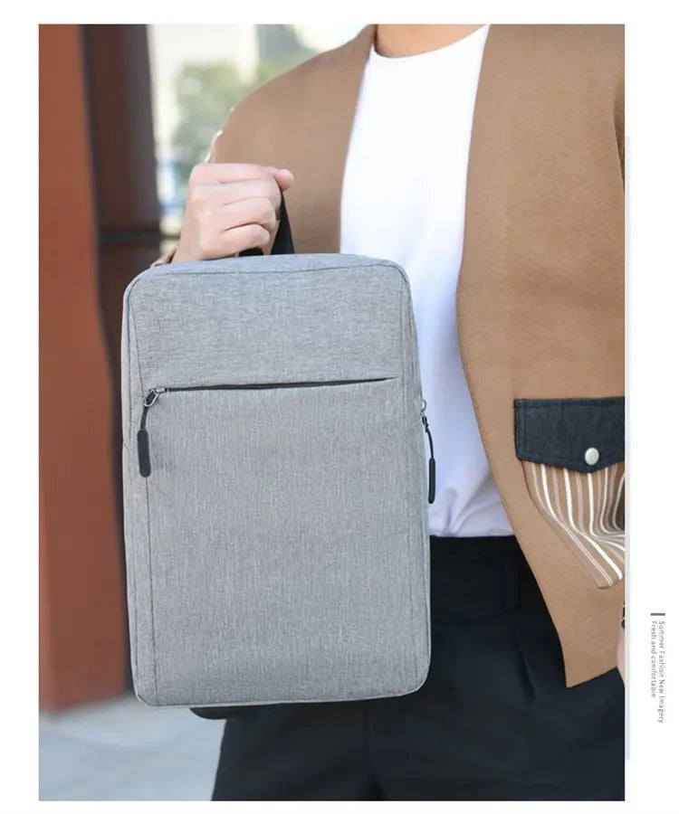 Minimalist Commuter Laptop Backpack - Solid Colour Large Capacity Business Bag
