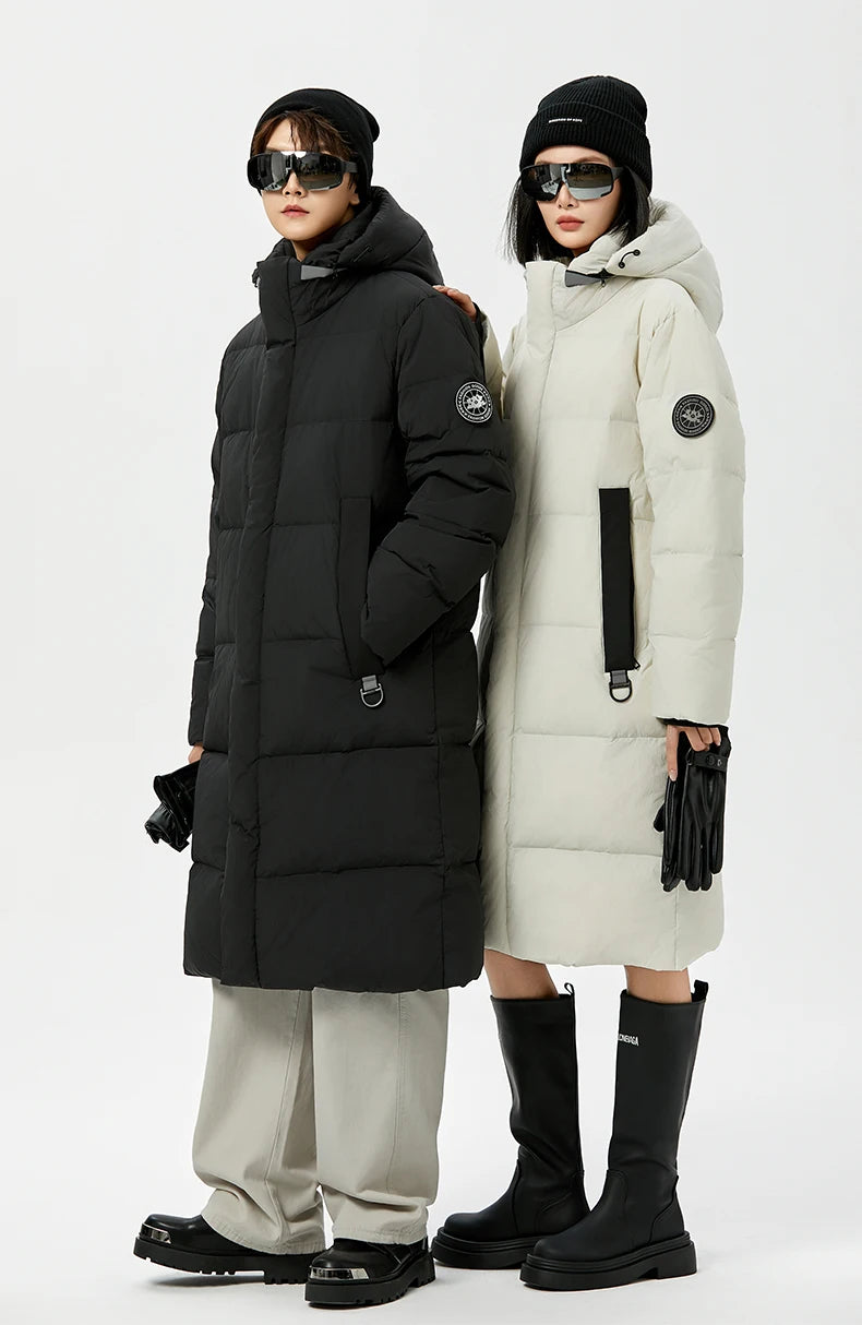 Winter Long Down Jacket Women Windbreaker Jacket Fashion Couple Down Coat Warm Hooded Thick Winter Windproof Waterproof Men Coat