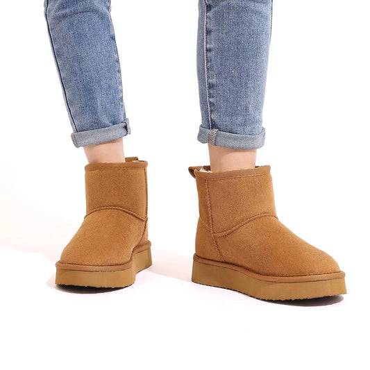 Evshine Women's Plush-Lined Slip-On Ankle Boots