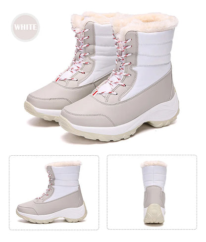 Botines de plataforma con cordones y forro de felpa para mujer