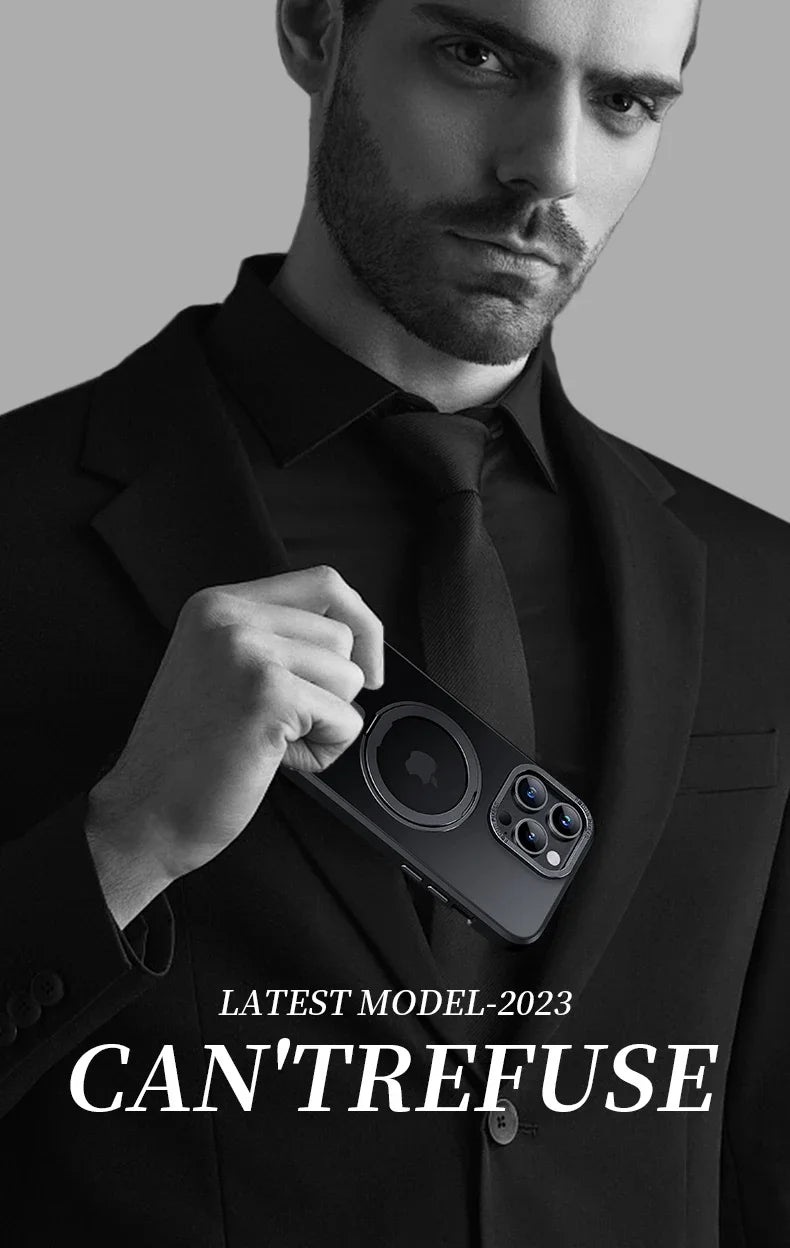 Magnetic iPhone Case with 360° Rotating Ring Stand