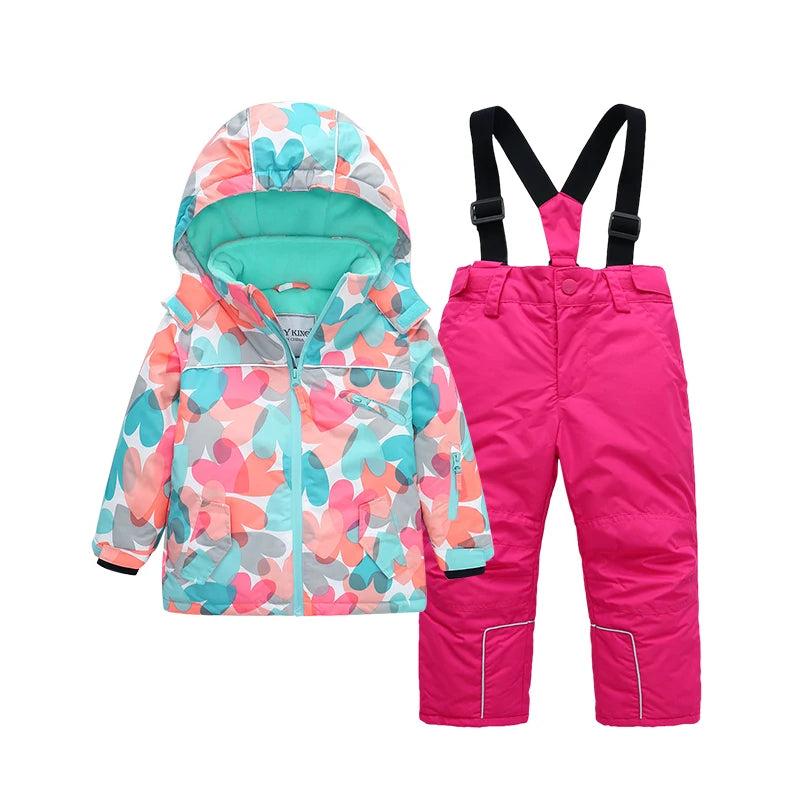 Girls Ski Suits Set Snowboard Coat Pant Waterproof Windproof Warm Children Outdoor Sportwear Young Teen Snowboard Skiing Suit
