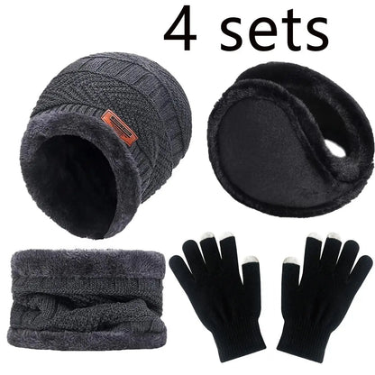 Winter Hat, Scarf & Gloves Set – Fleece-Lined Beanie Set, Kids & Adults