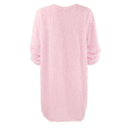 Knie-langes Damen-Strickkleid mit Rundhalsausschnitt