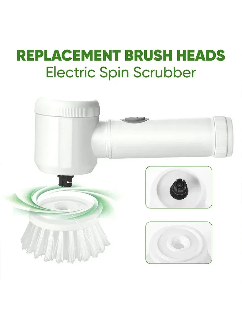 Electric Spin Scrubber – Cordless Rechargeable Cleaning Brush with Replaceable Heads