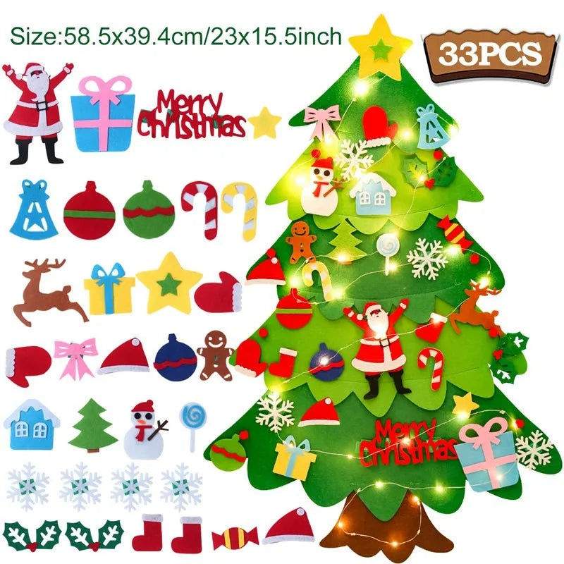 Sapin de Noël en feutrine à faire soi-même pour enfants – Sapin mural avec décorations à coller