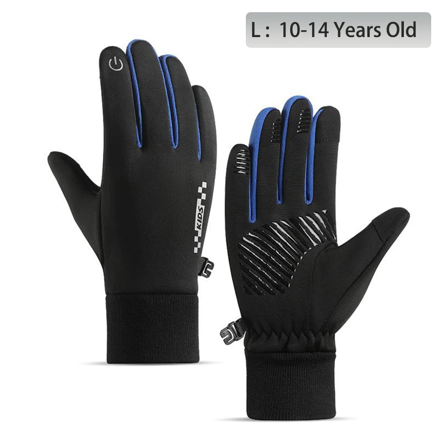 Kids' Fleece-Lined Touchscreen Winter Gloves – Non-Slip (Ages 5–14)