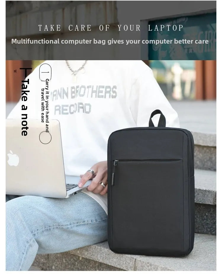 Minimalist Commuter Laptop Backpack - Solid Colour Large Capacity Business Bag